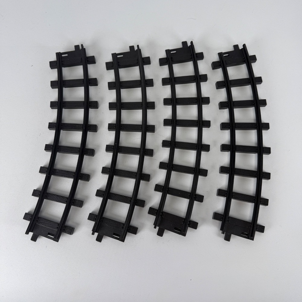 TOY STATE 1992 Christmas North Pole Toy Shop Train Tracks 4 Curved Black Pieces‎